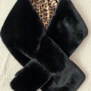 White House Black Market Faux Stole/Wrap with Leopard Print Lining